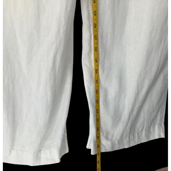 Athleta Cabo Linen Wide Leg Pant Calla Lily White Size 6 With Elastic Waist - Picture 7 of 10